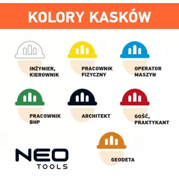 NEO TOOLS 97-210 Zintegrowany kask ochronny z siatkowym wizjerem i nausznikami, pomarańczowy