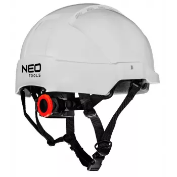 NEO TOOLS 97-211 Wentylowany przemysłowy kask ochronny z 6-punktową regulacją zapadkową, EN 397, biały