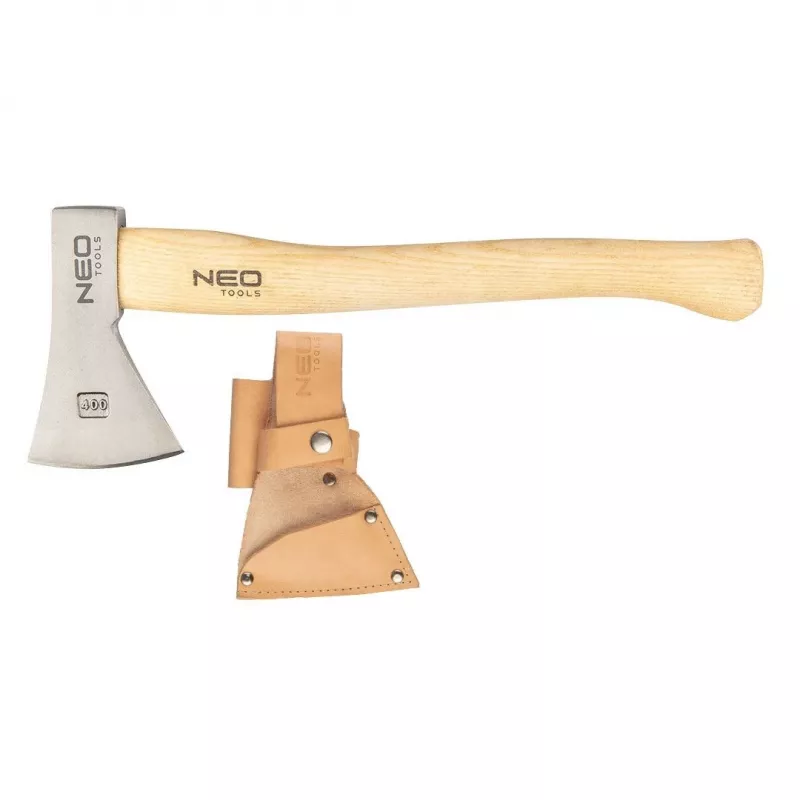 NEO TOOLS Toporek bushcraftowy w pochwie 400g | Kuta stal wysokowęglowa, rękojeść z hikory