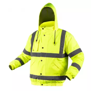 NEO TOOLS Ocieplana kurtka robocza typu bomber o wysokiej widoczności, fluorescencyjna żółta, rozmiar XXXL