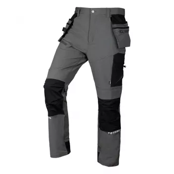 Spodnie robocze NEO TOOLS Mix&Match 4-Way Stretch z kieszeniami na narzędzia, wzmocnione Cordura, szaro-czarne, rozmiar XL