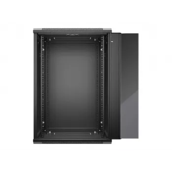 NETRACK 019-180-645-022 Szafa ścienna/wieszana 19 inch 18U 450mm Drzwi szklane Czarny Zdejmowane panele boczne