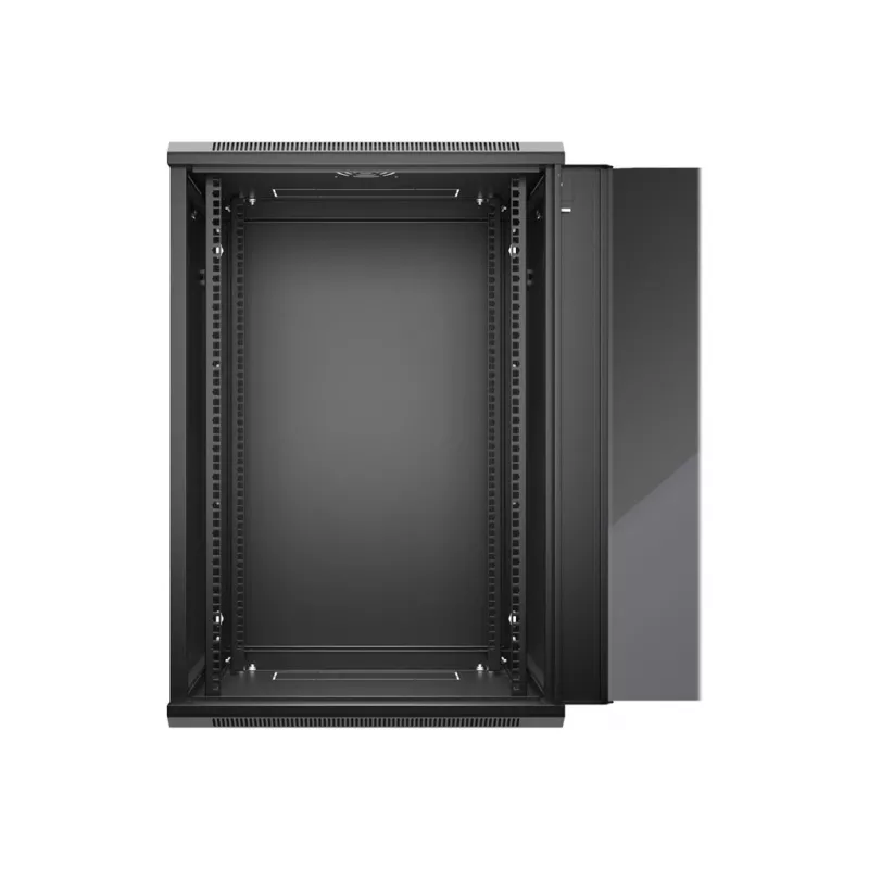 NETRACK 019-180-645-022 Szafa ścienna/wieszana 19 inch 18U 450mm Drzwi szklane Czarny Zdejmowane panele boczne