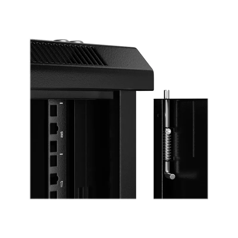 NETRACK 019-180-645-022 Szafa ścienna/wieszana 19 inch 18U 450mm Drzwi szklane Czarny Zdejmowane panele boczne