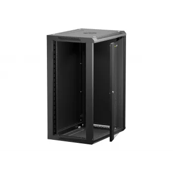NETRACK 019-180-645-022 Szafa ścienna/wieszana 19 inch 18U 450mm Drzwi szklane Czarny Zdejmowane panele boczne