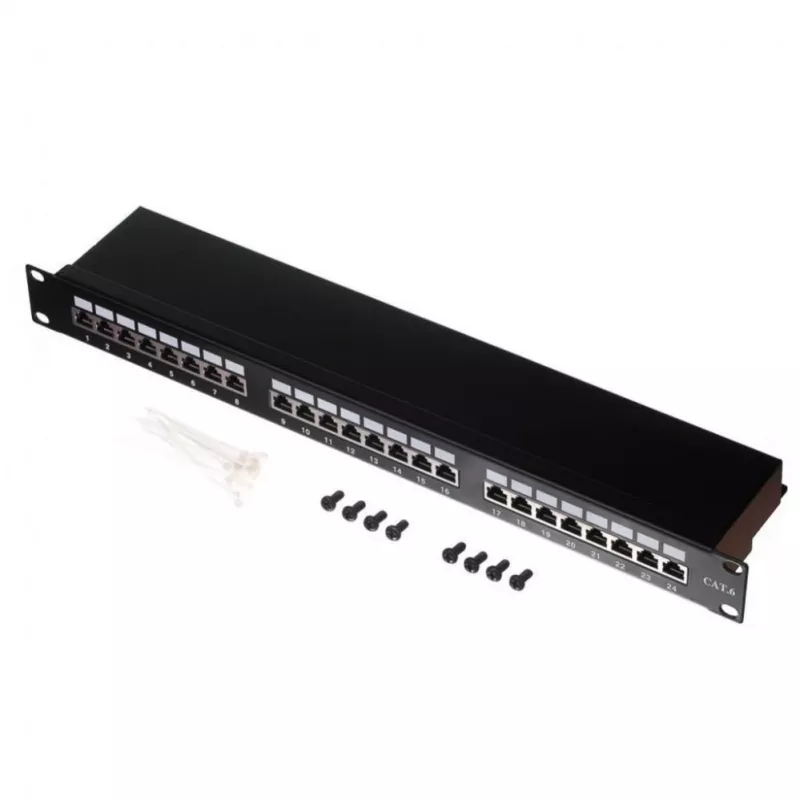 Netrack 104-07 24-Port Cat.5e UTP Patch Panel 19 inch 1U Black