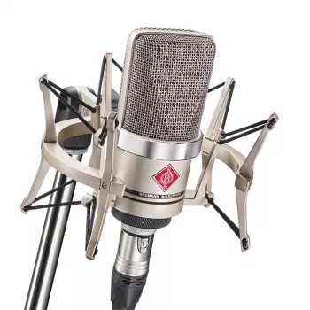 Neumann TLM 102 NI Studio Set - Pojemnościowy mikrofon studyjny z dużą membraną, zawieszka antywstrząsowa, nikiel