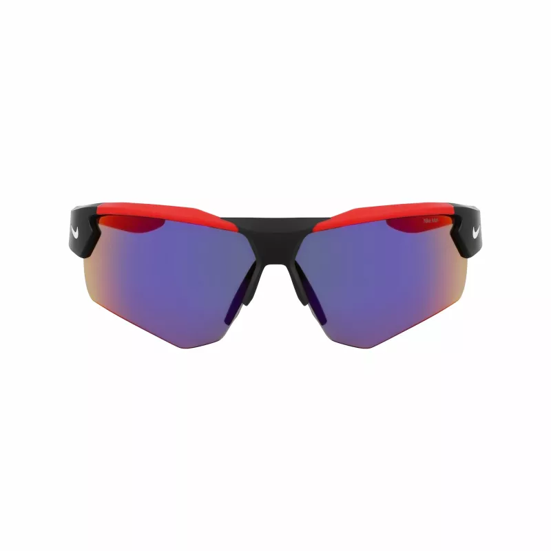 NIKE Męskie Sportowe Okulary Przeciwsłoneczne Prostokątne NKEV24037-12 - Czarna Oprawka, Szare Szkła, Szerokość Szkieł 71mm