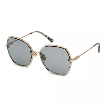 Okulary przeciwsłoneczne damskie NINA RICCI SNR304-598FEX Brąz/Złoto Motyl Kocie Oko