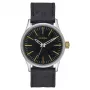 NIXON A377-2222-00 Męski zegarek ze stali nierdzewnej 38 mm z czarną tarczą i brązowym skórzanym paskiem