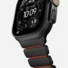 NOMAD Stratos Band - Bransoleta tytanowa do Apple Watch 49mm z FKM (Black Titanium, Ultra Orange FKM)