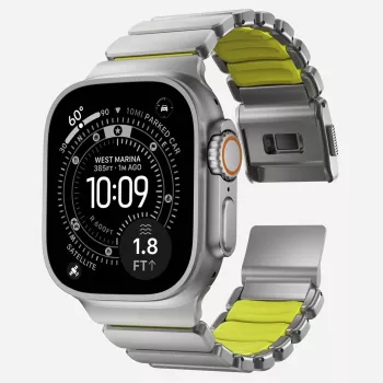 NOMAD Stratos Band - Titanowa bransoleta do Apple Watch 49mm z FKM (Natural Titanium, Volt FKM)