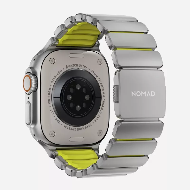 NOMAD Stratos Band - Titanowa bransoleta do Apple Watch 49mm z FKM (Natural Titanium, Volt FKM)
