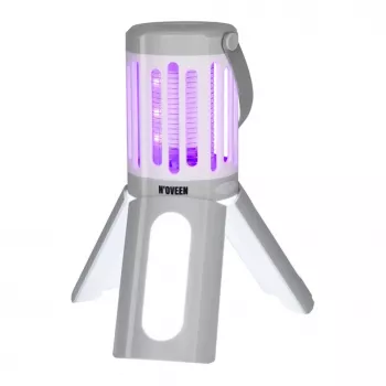 Noveen 2w1 Lampa Owadobójcza z Oświetleniem LED IPX4 Wodoodporna 40m² Zasięg 1000V Zasilana Bateryjnie