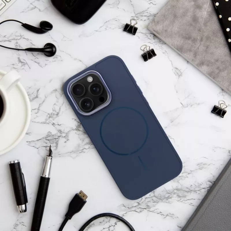Etui OEM do iPhone 13 Mini Frame Mag Cover kompatybilne z MagSafe granatowe