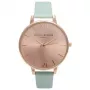 Zegarek damski OLIVIA BURTON Big Dial OB15BD75 38mm Koperta ze stali szlachetnej w kolorze różowego złota, szary skórzany pasek