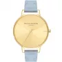 Zegarek damski Olivia Burton Big Dial OB16BD111 - 38 mm, koperta ze stali szlachetnej w kolorze różowego złota, szary skórzany pasek