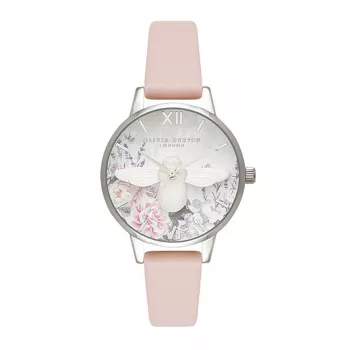 OLIVIA BURTON Zegarek damski Celestial Quartz 30 mm Różowe złoto Stal nierdzewna Szara skóra OB16GH09