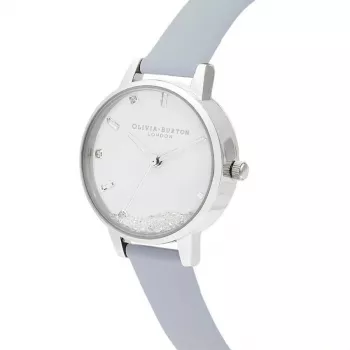 Zegarek damski Olivia Burton Celestial OB16SG07 - 30mm koperta ze stali szlachetnej w kolorze różowego złota, szary skórzany pasek