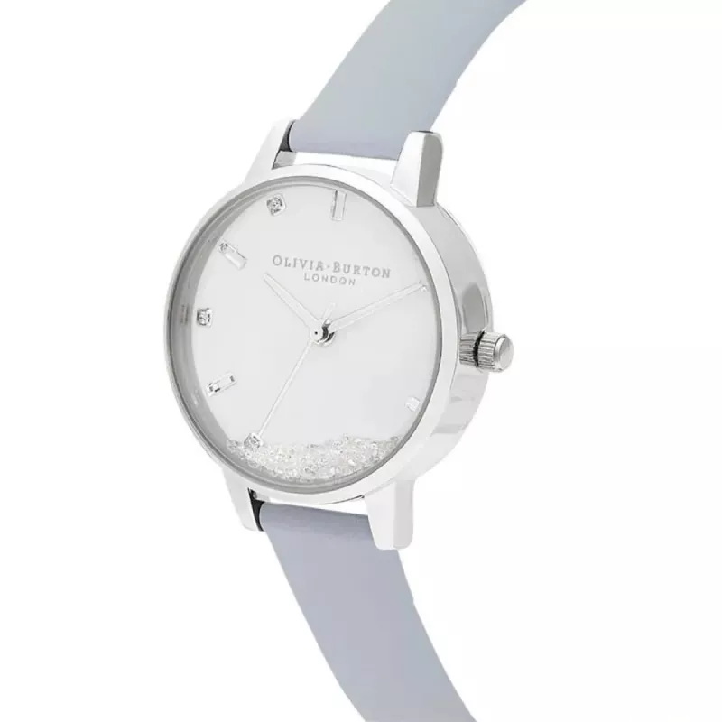 Zegarek damski Olivia Burton Celestial OB16SG07 - 30mm koperta ze stali szlachetnej w kolorze różowego złota, szary skórzany pasek