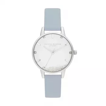 Zegarek damski Olivia Burton Celestial OB16SG07 - 30mm koperta ze stali szlachetnej w kolorze różowego złota, szary skórzany pasek