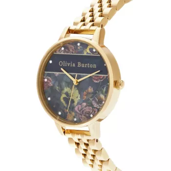 Zegarek damski Olivia Burton Celestial OB16VS01 34mm Koperta ze stali szlachetnej w kolorze różowego złota PVD Czarny skórzany pasek