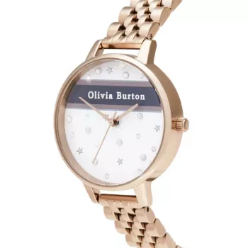 Zegarek damski OLIVIA BURTON Celestial OB16VS06 - 34mm, koperta ze stali nierdzewnej w kolorze różowego złota, szary skórzany pasek, kwarcowy analogowy