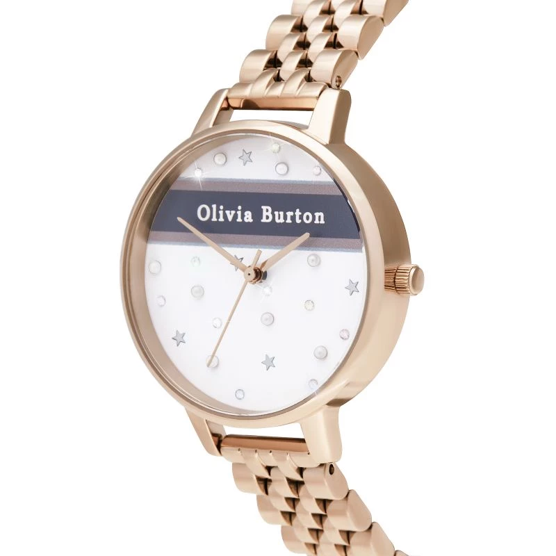 Zegarek damski OLIVIA BURTON Celestial OB16VS06 - 34mm, koperta ze stali nierdzewnej w kolorze różowego złota, szary skórzany pasek, kwarcowy analogowy