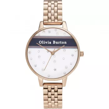 Zegarek damski OLIVIA BURTON Celestial OB16VS06 - 34mm, koperta ze stali nierdzewnej w kolorze różowego złota, szary skórzany pasek, kwarcowy analogowy