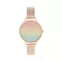 Zegarek damski OLIVIA BURTON Rainbow Bee OB16RB18 - 34 mm, koperta ze stali nierdzewnej, szary pasek skórzany, biała tarcza z motywem tęczowej pszczoły, mechanizm kwarcowy
