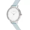 Zegarek damski Olivia Burton Rainbow Bee OB16RB19 - 34mm, różowe złoto i szara skóra