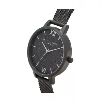 Olivia Burton Women's Sparkle Bee Watch OB16GD49 - 34mm Quartz, White Dial, Grey Leather Strap