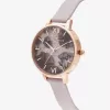 Zegarek damski Olivia Burton Sparkle Bee OB16SP15 - 34 mm, koperta ze stali nierdzewnej, szary skórzany pasek, biało-srebrna tarcza
