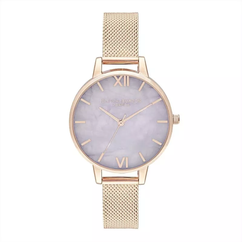 Olivia Burton Women's Sparkle Bee Watch OB16SP16 - 34mm Silver Dial Grey Leather Strap