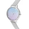 Zegarek damski Olivia Burton Sparkle Floral OB16US49 - 34 mm, koperta ze stali szlachetnej w kolorze różowego złota, szary pasek skórzany, biała tarcza z nadrukiem kwiatowym