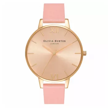 Zegarek damski Olivia Burton OB14BD31 38mm Koperta ze stali nierdzewnej w kolorze różowego złota Pasek ze skóry naturalnej w kolorze nude