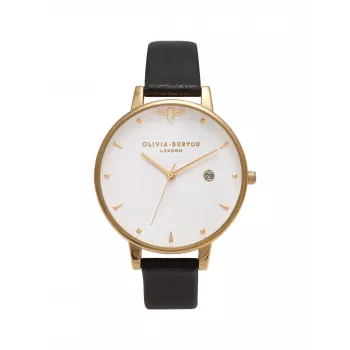 Zegarek damski Olivia Burton OB16AM86 38mm, koperta ze stali szlachetnej pokryta różowym złotem, szary pasek skórzany