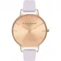 Zegarek damski Olivia Burton OB16BD110 38mm, koperta ze stali szlachetnej w kolorze różowego złota, szary pasek skórzany