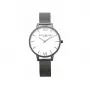 Zegarek damski Olivia Burton OB16BDW06 38mm - Biała tarcza z motywem kwiatowym, szary pasek skórzany