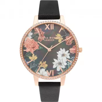 Zegarek damski OLIVIA BURTON OB16BF31 38mm Różowe Złoto Stal Szlachetna Szara Skóra