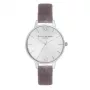 Zegarek damski OLIVIA BURTON OB16DE04 34 mm Różowe złoto Stal nierdzewna Koperta Szary Skórzany Pasek Kwarcowy Analogowy