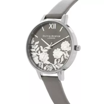 Zegarek damski OLIVIA BURTON OB16MV96 34 mm Koperta ze stali szlachetnej w kolorze różowego złota Ciemnoniebieski brokatowy tarcz z motywem nieba Czarny skórzany pasek Kwarcowy analogowy