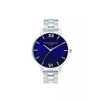 Zegarek damski Olivia Burton OB16SH02 40 mm Koperta ze stali szlachetnej w kolorze różowego złota, szary pasek skórzany