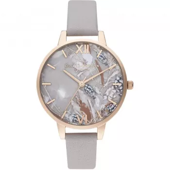 Zegarek damski OLIVIA BURTON OB16VM37 34mm srebrna tarcza sunray, szary skórzany pasek