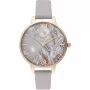 Zegarek damski OLIVIA BURTON OB16VM37 34mm srebrna tarcza sunray, szary skórzany pasek