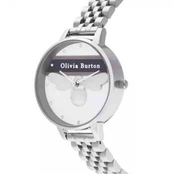 Zegarek damski Olivia Burton OB16VS07 (34 mm) - Koperta ze stali szlachetnej w kolorze różowego złota, szary pasek skórzany