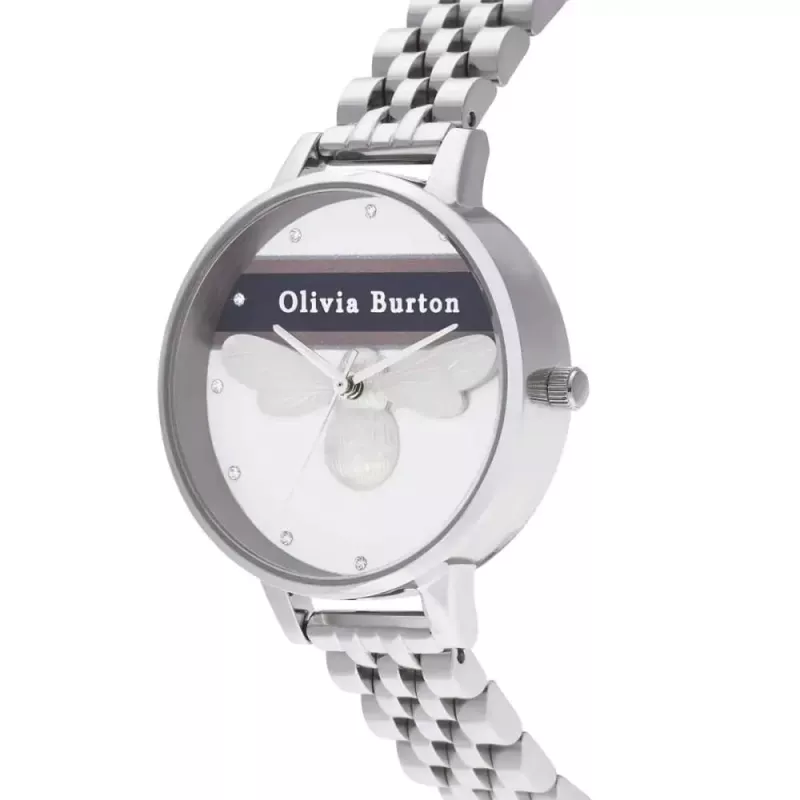 Zegarek damski Olivia Burton OB16VS07 (34 mm) - Koperta ze stali szlachetnej w kolorze różowego złota, szary pasek skórzany