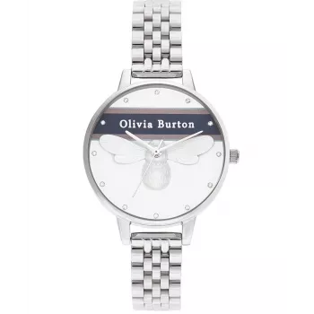 Zegarek damski Olivia Burton OB16VS07 (34 mm) - Koperta ze stali szlachetnej w kolorze różowego złota, szary pasek skórzany