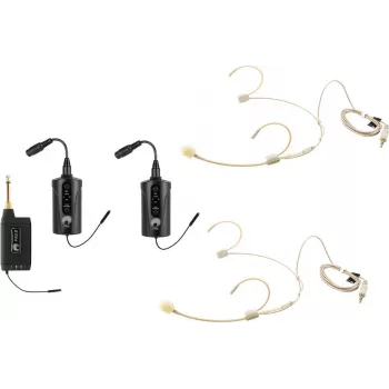 OMNITRONIC Zestaw FAS TWO Dwukanałowy Bezprzewodowy System Mikrofonowy UHF z 2 Nadajnikami Bodypack i Mikrofonami Nagłownymi (660-690 MHz) 20000971