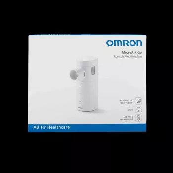 OMRON MicroAIR GO U300 Nebulizator - Przenośny nebulizator z wibracyjną siateczką dla dorosłych i dzieci, ręczny, cichy <20 dB, w zestawie maski i baterie